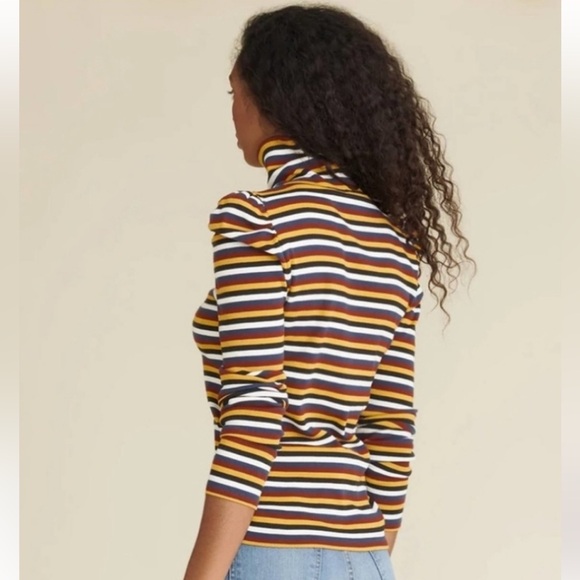 Veronica Beard cedar turtleneck striped puffed sleeve size XL - Picture 2 of 5